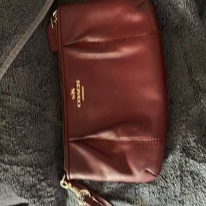 Coach dark red maroon wristlet